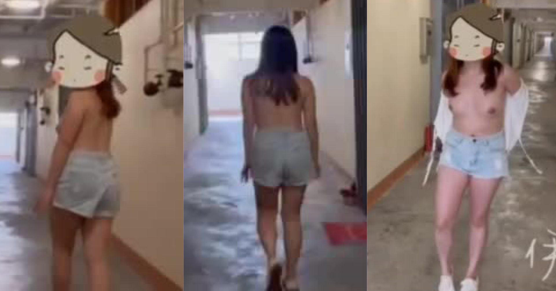 港女走廊脫衣全裸遊蕩 遇到街坊嚇到急急腳走 (1/2)