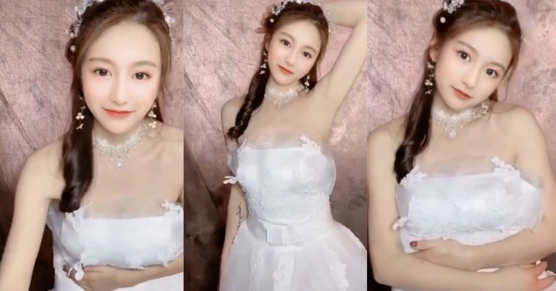 甜美女主播除婚紗全裸露三點