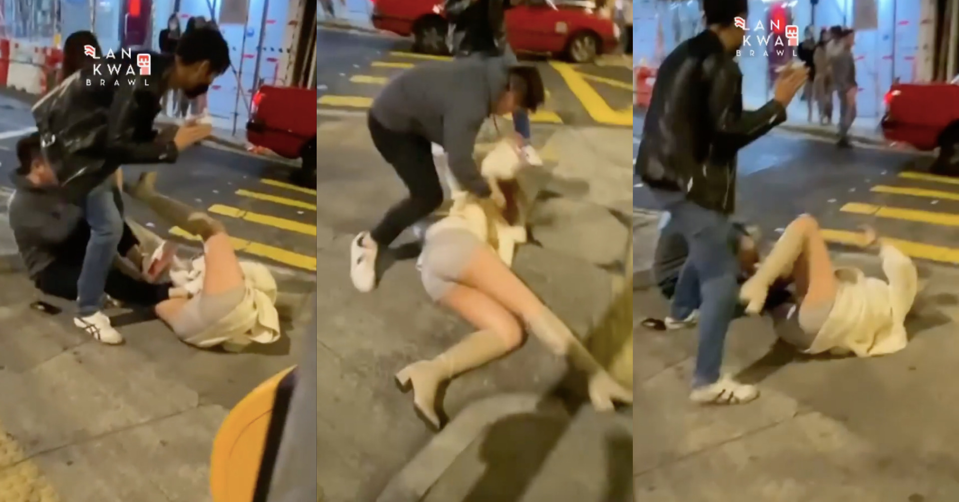 蘭桂坊打女人 短裙港女趴街露底褲 (2/2)