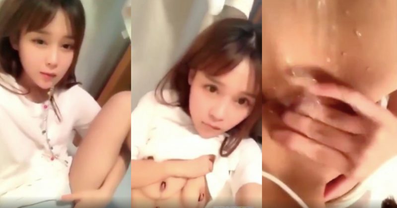 大眼萌妹影DIY俾男人睇 最後摸到高潮噴淫水