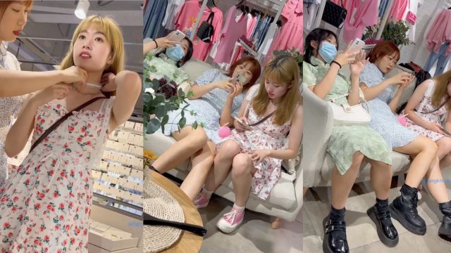 偷拍逛街少女閨密裙底