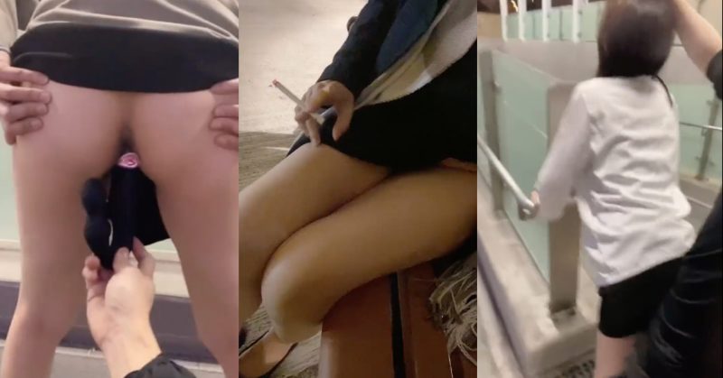 港女尖沙咀隧道被調教 露出塞肛含撚再推車 (1/2)